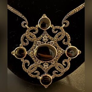 Elegant Black and Sterling Silver Necklace